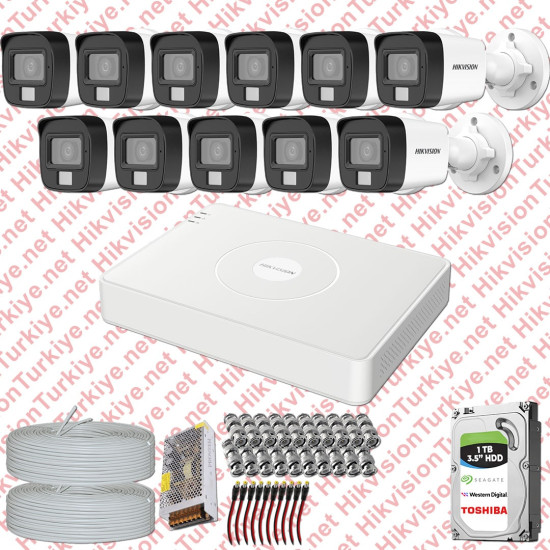 Hikvision 11 Kameralı Colorvu Hibrit Güvenlik Kamerası
